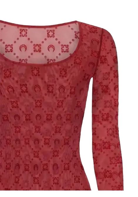 top moonogram mesh flock ls donna rosso MARINE SERRE | WTS018ACJER0005RD11